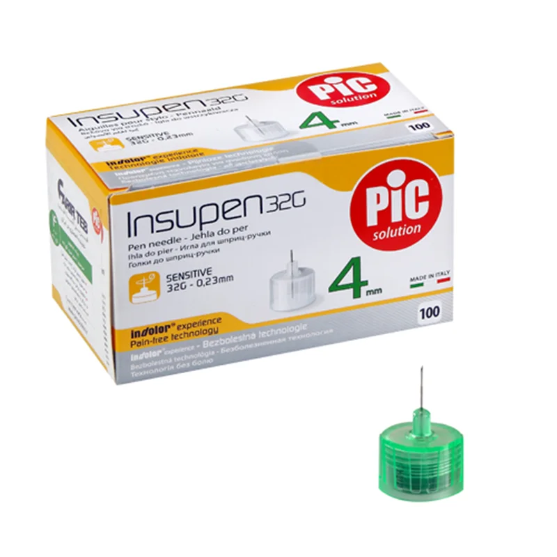سرسوزن قلم انسولین پیک pic 4mm 4  بسته صدتایی انقضا  2029 لیبل دار