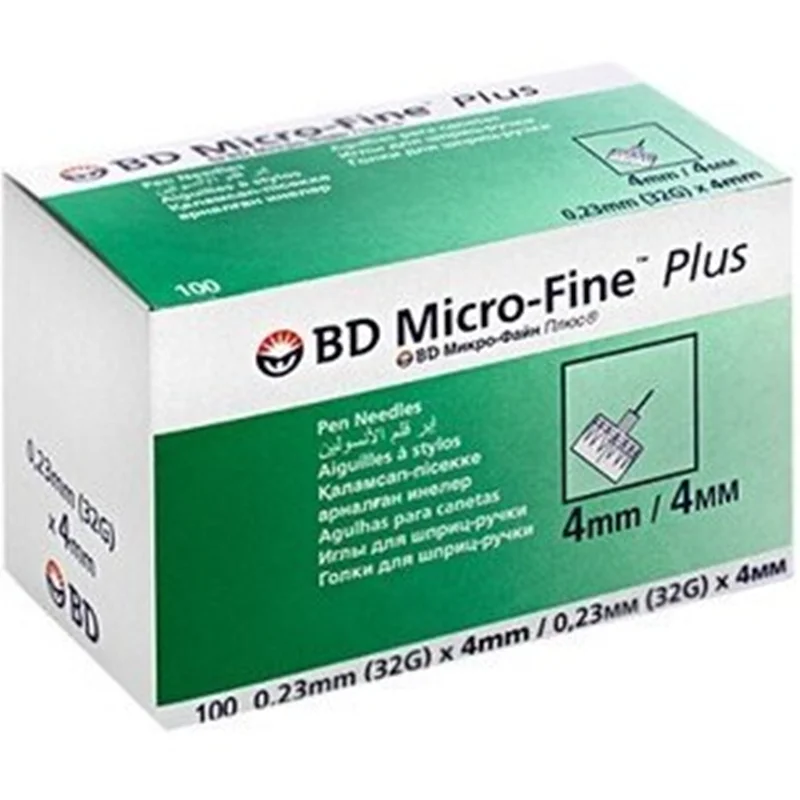 سر سوزن قلم انسولین بی دی مدل Micro-Fine سایز 4 میلیمتر 100 عددی انقضا 09/2027 لیبل دار